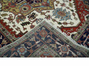 Hand Knotted Ivory, Brown and Blue 9x12 Traditional Antique Syle Wool Area Rug by The Rug Decor