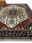 Hand Knotted Ivory, Brown and Blue 9x12 Traditional Antique Syle Wool Area Rug by The Rug Decor