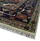 Hand Knotted Ivory, Brown and Blue 9x12 Traditional Antique Syle Wool Area Rug by The Rug Decor