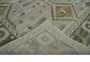 Hand Knotted Ivory, Charcoal and Beige Traditional Floral Multi Size Wool Area Rug