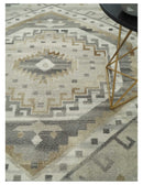 Hand Knotted Ivory, Charcoal and Beige Traditional Medallion Natural Wool Custom Made Area Rug, Kids, Living Room and Bedroom Rug