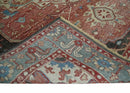 Hand Knotted Ivory, Rust and Blue Antique Persian Heriz Serapi Wool Rug, 5x8, 6x9, 8x10 and 9x12 Living Room Rug | TRD2557