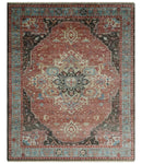 Hand Knotted Ivory, Rust and Blue Antique Persian Heriz Serapi Wool Rug, 5x8, 6x9, 8x10 and 9x12 Living Room Rug | TRD2557