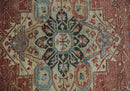 Hand Knotted Ivory, Rust and Blue Antique Persian Heriz Serapi Wool Rug, 5x8, 6x9, 8x10 and 9x12 Living Room Rug | TRD2557
