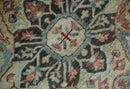 Ivory Rust and Blue Wool Hand Knotted Persian Heriz Serapi Rug by The Rug Decor