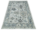 Hand Knotted Blended Wool Traditional Area Rug Multiple Sizes Ivory Silver Beige by The Rug Decor