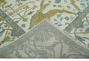 Hand Knotted Ivory, Teal and Olive Oriental Oushak 9x12 Wool Area Rug by The Rug Decor