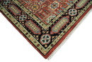 Rust and Black Kazak Medallion Hand Knotted Traditional Wool Area Rug