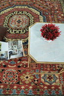 Rust and Black Kazak Medallion Hand Knotted Traditional Wool Area Rug by The Rug Decor