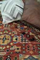 Rust and Black Kazak Medallion Hand Knotted Traditional Wool Area Rug by The Rug Decor