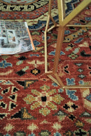 Rust and Black Kazak Medallion Hand Knotted Traditional Wool Area Rug by The Rug Decor