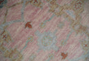 Hand Knotted Light Pink Oriental Oushak 9x12 Traditional Wool Area Rug, Living Room and Bedroom Rug