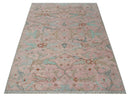 Hand Knotted Light Pink Oriental Oushak 9x12 Traditional Wool Area Rug, Living Room and Bedroom Rug by The Rug Decor