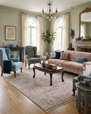 Hand Knotted Light Pink Oriental Oushak 9x12 Traditional Wool Area Rug, Living Room and Bedroom Rug
