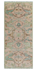 Light Pink Hand Knotted Oushak Traditional Wool Area Rug For Living Room And Bedroom