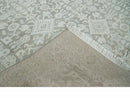 Hand Knotted Low Pile 8x10 Brown, Ivory and Blue Traditional Design Wool Area Rug