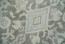 Hand Knotted Low Pile 8x10 Brown, Ivory and Blue Traditional Design Wool Area Rug