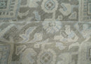 Hand Knotted Low Pile 8x10 Brown, Ivory and Blue Traditional Design Wool Area Rug