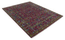 Maroon and Gold Hand Knotted Traditional Antique Wool Area Rug