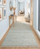 Blue and Peach Wool Area Rug Moroccan Trellis - Hand Knotted by The Rug Decor