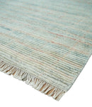 Blue and Peach Wool Area Rug Moroccan Trellis - Hand Knotted by The Rug Decor