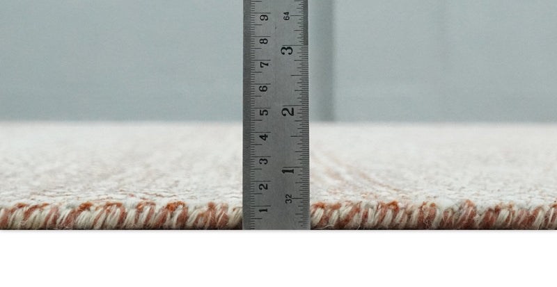 Hand Knotted Modern Geometric Trellis Scandinavian 8x10 Ivory, Rust and Gray Wool Area Rug | TRDCP933810