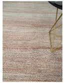 Hand Knotted Modern Geometric Trellis Scandinavian 8x10 Ivory, Rust and Gray Wool Area Rug | TRDCP933810