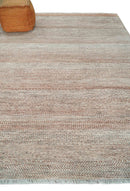 Hand Knotted Modern Geometric Trellis Scandinavian 8x10 Ivory, Rust and Gray Wool Area Rug | TRDCP933810