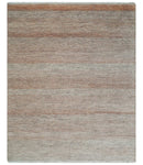 Hand Knotted Modern Geometric Trellis Scandinavian 8x10 Ivory, Rust and Gray Wool Area Rug | TRDCP933810