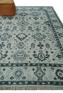 Hand Knotted Turkish Oushak Wool Area Rug Antique Ivory Silver and Charcoal Tones by The Rug Decor