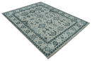 Hand Knotted Turkish Oushak Wool Area Rug Antique Ivory Silver and Charcoal Tones by The Rug Decor