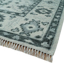 Hand Knotted Turkish Oushak Wool Area Rug Antique Ivory Silver and Charcoal Tones by The Rug Decor