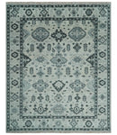 Hand Knotted Multi size Ivory, Silver and Charcoal Antique Turkish  Oushak Wool Area Rug