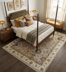 Hand Knotted Traditional Wool Oriental Turkish Oushak Area Rug - Beige Mustard Ivory by The Rug Decor