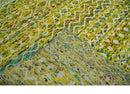 Hand Knotted Mustard, Aqua, Brown and Ivory 5.6x8.6 Modern Contemporary Southwestern Tribal Trellis Recycled Art Silk Area Rug