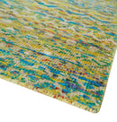 Hand Knotted Mustard, Aqua, Brown and Ivory 5.7x9 Modern Contemporary Southwestern Tribal Trellis Recycled Art Silk Area Rug