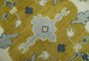 Hand Knotted Mustard, Ivory and Blue Traditional Oriental Oushak 6x9 wool area rug by The Rug Decor
