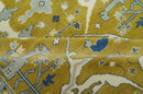 Hand Knotted Mustard, Ivory and Blue Traditional Oriental Oushak 6x9 wool area rug by The Rug Decor