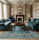 Hand Knotted Oriental Oushak Wool Area Rug - Green and Gray by The Rug Decor