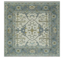 Hand Knotted Oriental Oushak Ivory, Charcoal and Beige Wool Area Rug