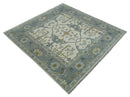 Hand Knotted Oriental Oushak Ivory, Charcoal and Beige Wool Area Rug
