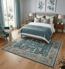 Hand Knotted Oriental Oushak Teal and Gray Multi Size Wool Area Rug by The Rug Decor