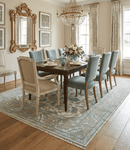 Wool Hand Knotted Oushak Area Rug - Teal Ivory Beige Oriental