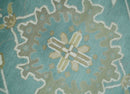 Hand Knotted Oriental Oushak Teal, Ivory and Beige Wool Area Rug