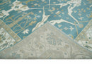 Hand Knotted Oriental Oushak Teal, Ivory and Beige Wool Area Rug
