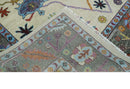 Hand Knotted Ivory, Gray and Blue Traditional Oushak Multi Size Wool Area Rug