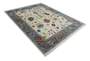 Hand Knotted Ivory Gray Blue Traditional Wool Oushak Area Rug by The Rug Decor