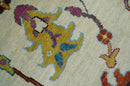 Hand Knotted Ivory Gray Blue Traditional Wool Oushak Area Rug by The Rug Decor