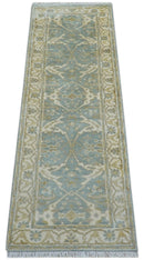 Hand Knotted Oushak Design Gray And Beige 2.8x8 Wool Rug