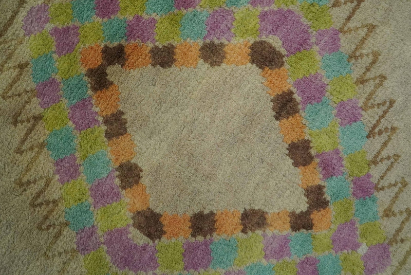 Hand Knotted Peach and Beige Traditional Southwestern 8x10 wool area rug